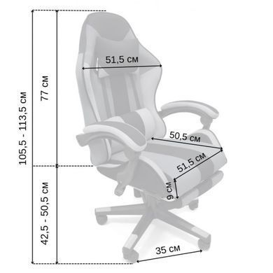 Крісло геймерське з тканини + 2 подушки Bonro B-963 чорно-сіре (42412175)