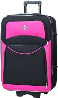 Дорожня валіза на колесах Bonro Style велика чорно-рожева (10012712)