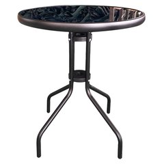 Стіл скляний садовий для тераси Bonro B-60 чорний (42400520)