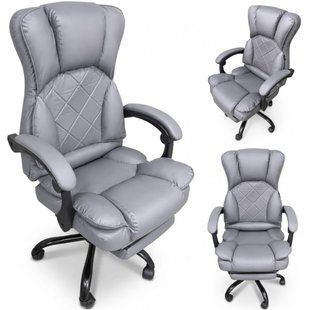 Офисное кресло из экокожи Bonro Premium с подставкой для ног серое (B-366) (42401230)