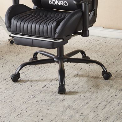 Геймерське крісло з підставкою для ніг Bonro 1002G-1 чорне (42401214)