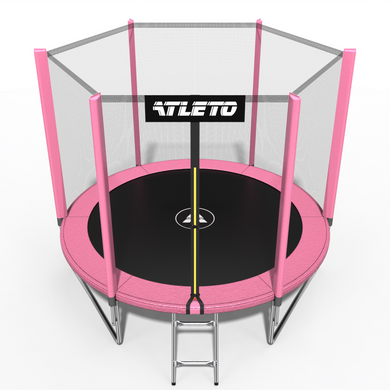 Батут дитячий з сіткою та драбинкою 252 см Atleto рожевий + подарунок м'ячик (42400446)