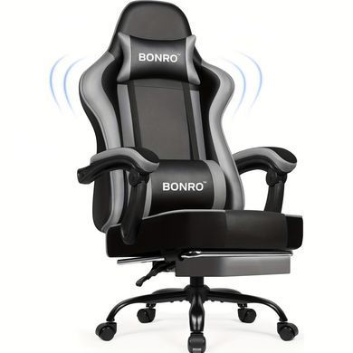 Крісло офісне з підставкою для ніг Bonro B-059 чорно-сіре (42412134)