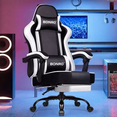 Крісло офісне з підставкою для ніг Bonro B-059 біле (42412131)