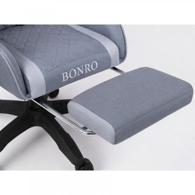 Комп'ютерне крісло із тканини Bonro Core B-702 з підставкою для ніг сіре (42401238)