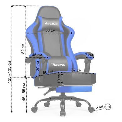 Крісло офісне з підставкою для ніг Bonro B-059 чорно-синє (42412133)