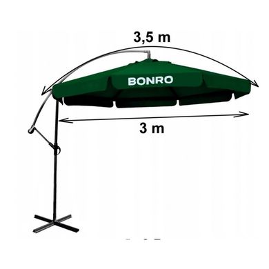 Парасоля садова з нахилом зелена Bonro B-7218 3м 6 спиць (90000005)