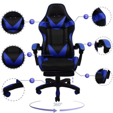 Крісло геймерське Bonro B-810 синє з підставкою для ніг (42300047)