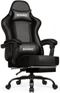 Крісло офісне з підставкою для ніг Bonro B-059 чорне (42412137)