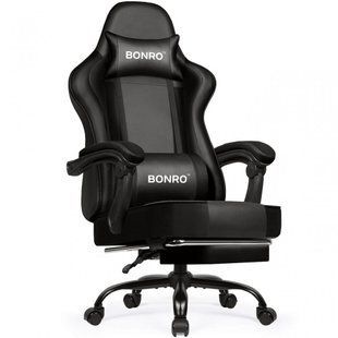 Крісло офісне з підставкою для ніг Bonro B-059 чорне (42412137)