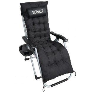 Шезлонг крісло садовий, туристичний Bonro B-04 чорний + подушка (42401166)