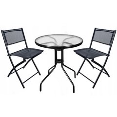 Набір садових меблів стіл + 2 крісла Bonro B-6055 чорний (42400552)