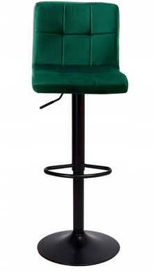 Барний стілець зі спинкою Bonro B-0106 велюр зелений з чорною основою (42400406)