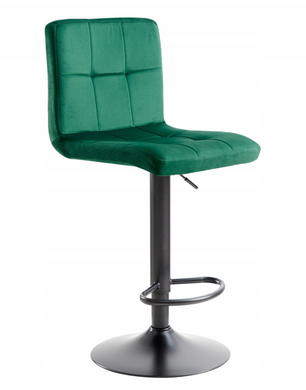 Барный стул со спинкой Bonro B-0106 велюр зеленый с черным основанием (42400406)