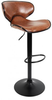 Барный стул со спинкой Bonro B-068 коричневый (черное основание) (42300089)
