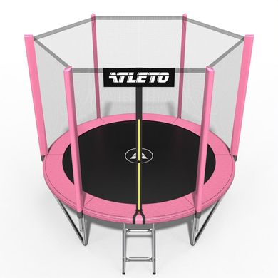 Батут дитячий з сіткою та драбинкою 312 см Atleto рожевий + подарунок м'ячик (42400457)