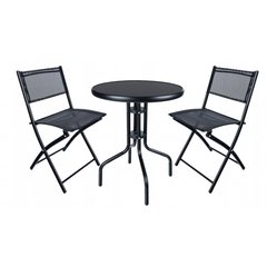 Набір садових меблів стіл + 2 крісла Bonro B-5560 чорний (42400556)
