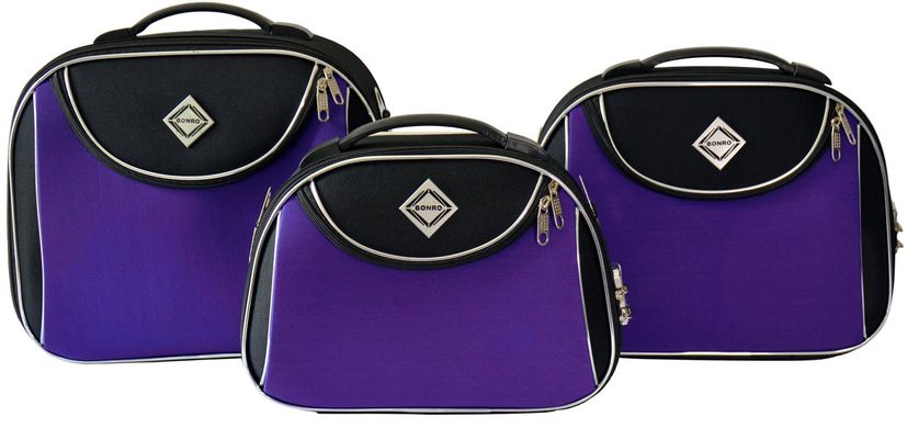 Набір валіз і кейс 4 в 1 Bonro Style чорно-фіолетовий (10120403)