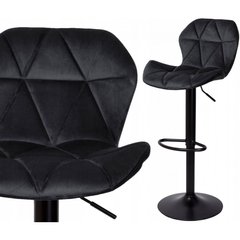 Барный стул со спинкой Bonro B-087 велюр черное с черным основанием (42400408)
