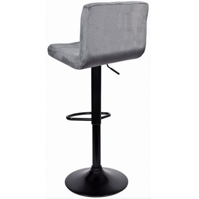 Барный стул со спинкой Bonro B-0106 велюр серый с черным основанием (42400305)