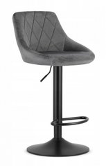 Барний стілець зі спинкою Bonro B-074 велюр сіре з чорною основою (42400302)
