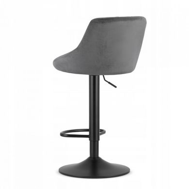 Барный стул со спинкой Bonro B-074 велюр серое с черным основанием (42400302)