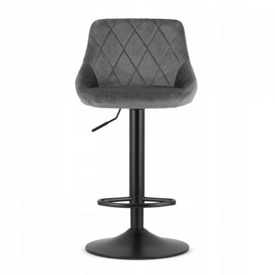 Барный стул со спинкой Bonro B-074 велюр серое с черным основанием (42400302)