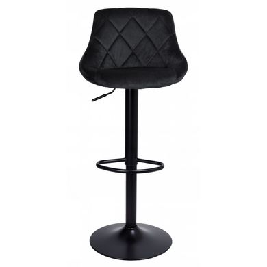 Барный стул со спинкой Bonro B-074 велюр черный с черным основанием (42400303)