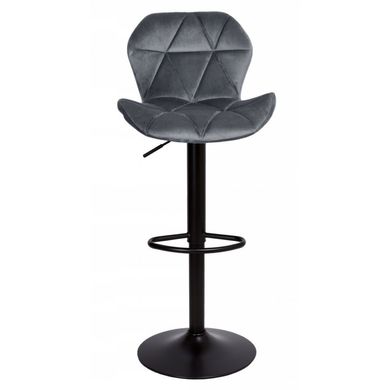 Барный стул со спинкой Bonro B-087 велюр серый с черным основанием (42400304)