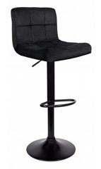 Барний стілець зі спинкою Bonro B-0106 велюр чорний з чорною основою (42400306)