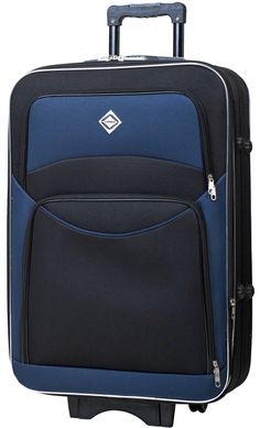 Дорожня валіза на колесах Bonro Style маленька чорно-т.синя (10011907)