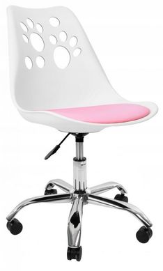 Крісло офісне, комп'ютерне Bonro B-881 біле з рожевим сидінням (4230015)