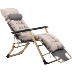 Шезлонг кресло садовый, туристический Bonro B-02 серый + подушка (42400531)