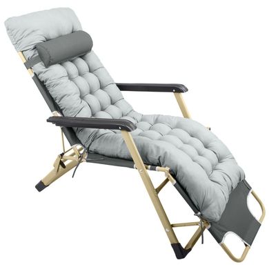 Шезлонг крісло садовий, туристичний Bonro B-02 сірий + подушка (42400531)